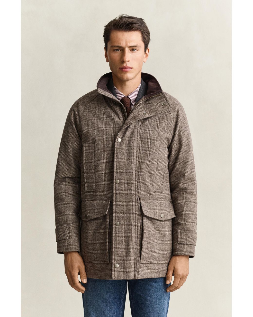 Gant Brown Wool Blend Double Decker Jacket for men
