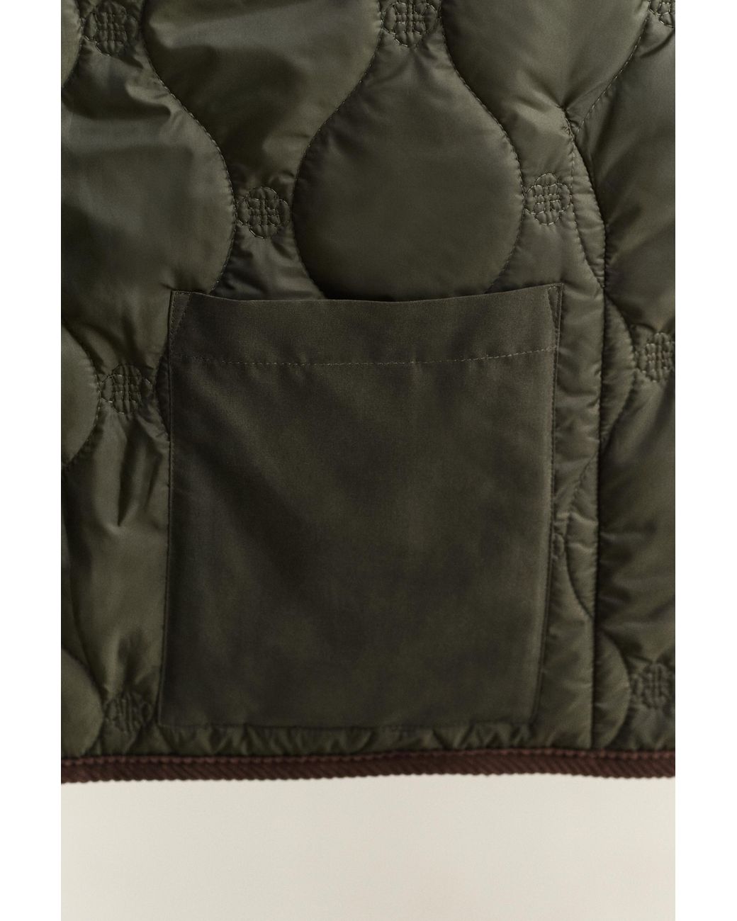 Gant Brown Monogram Quilted Jacket Dark Moss