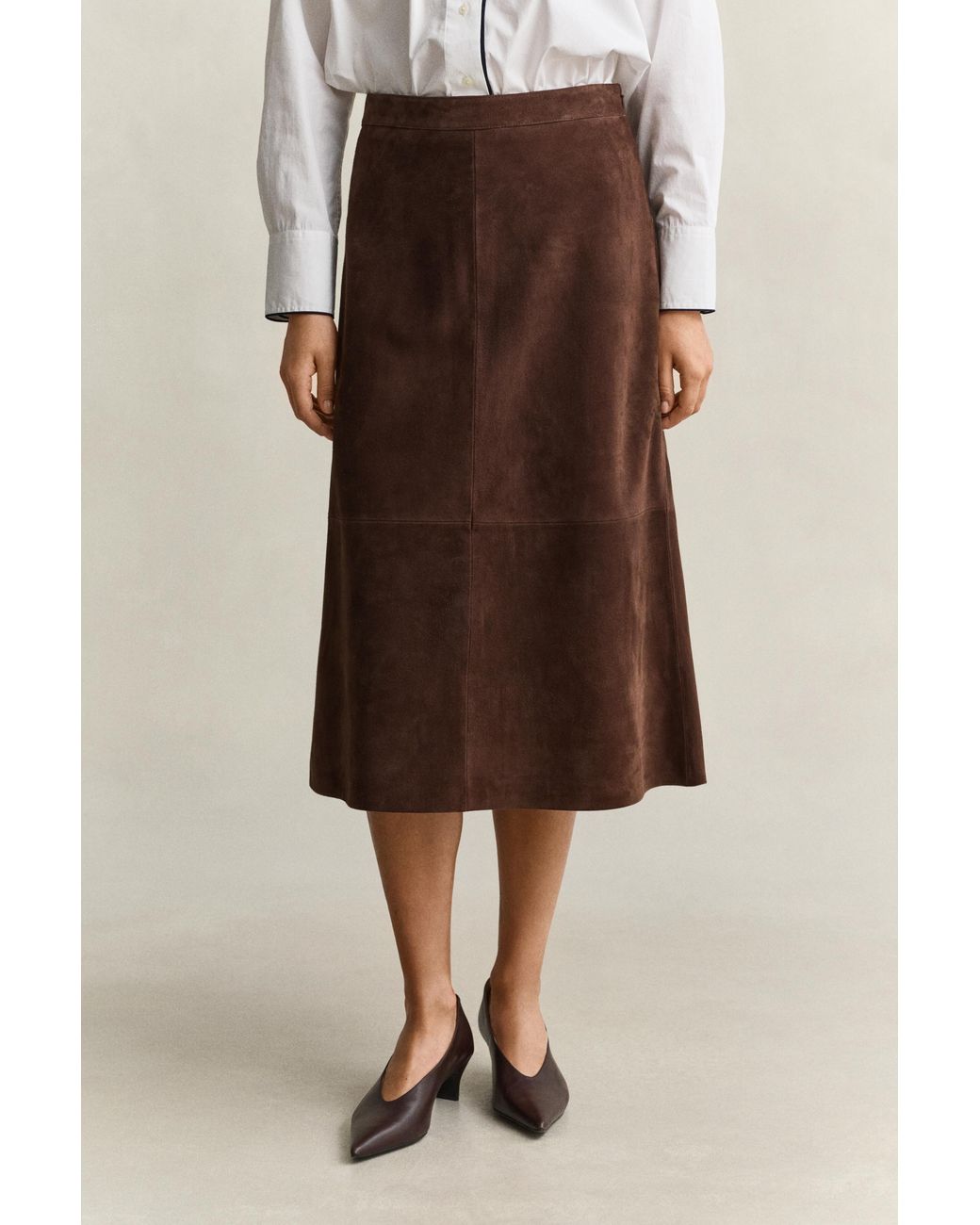 Gant Natural Flared Suede Skirt Deep