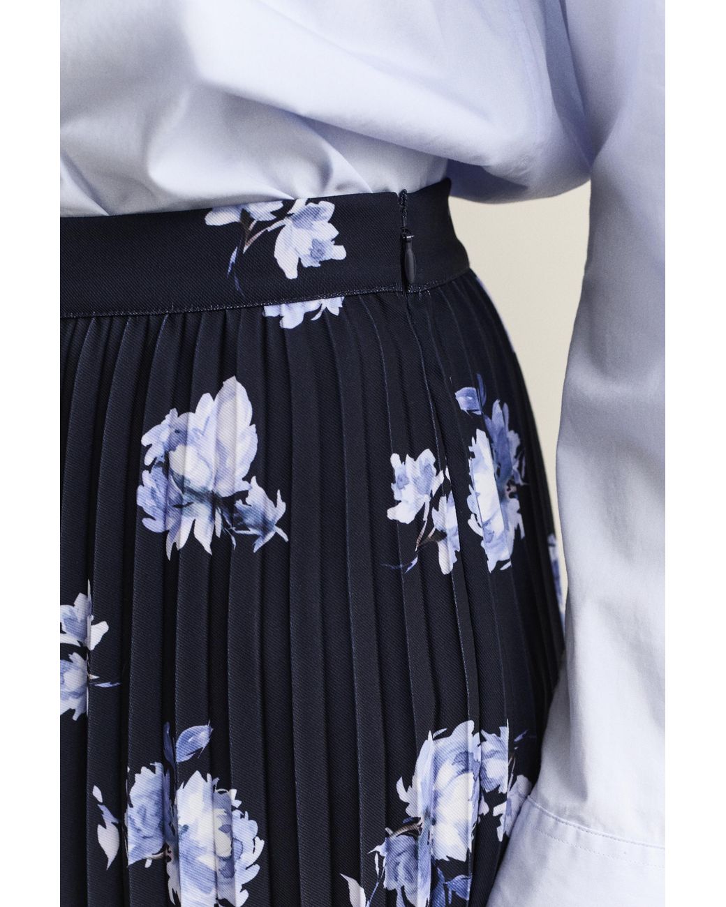 Gant Blue Floral Print Pleated Skirt Evening