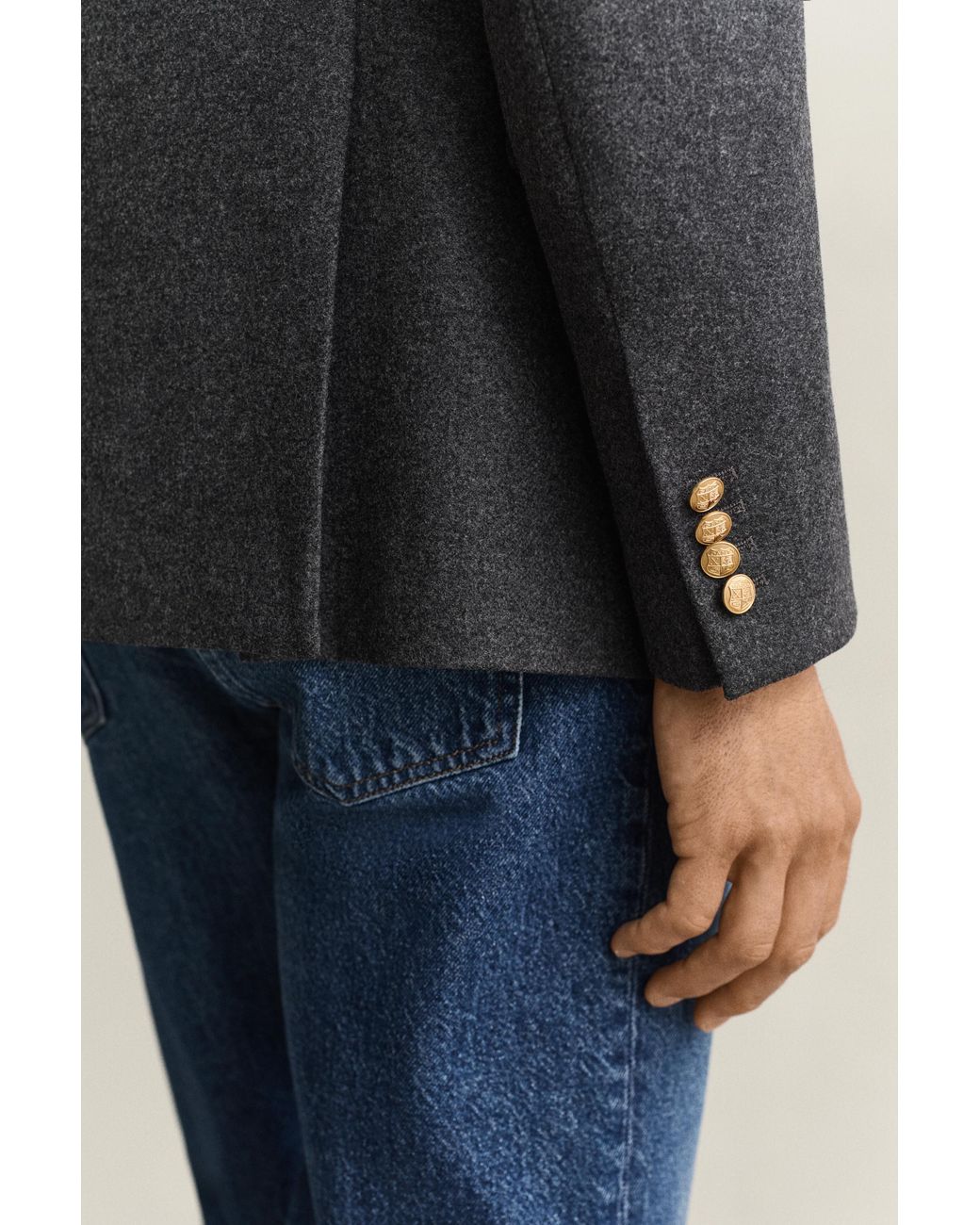 Gant Blue Classic Flannel Wool Club Blazer for men
