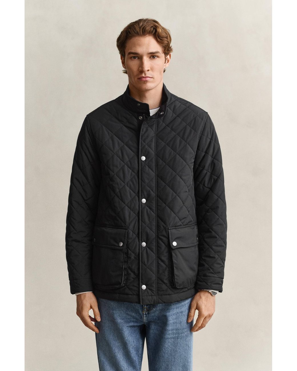 Gant Black Quilted Mid Jacket for men