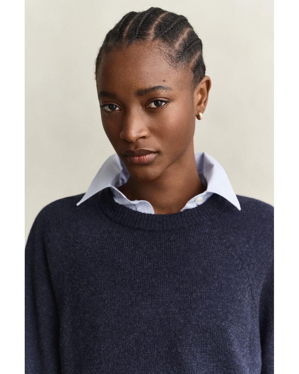 Gant Blue Wool Cashmere Crew Neck Sweater Evening