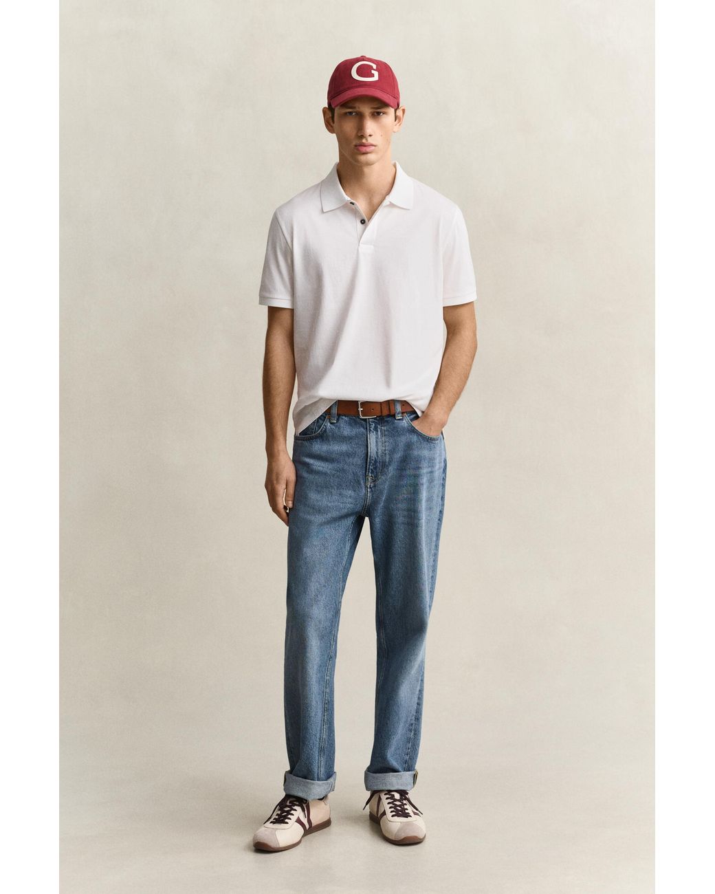 Gant White Pima Cotton Polo Shirt Eggshell for men