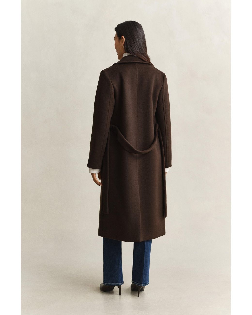 Gant Natural Belted Wool Blend Coat Deep
