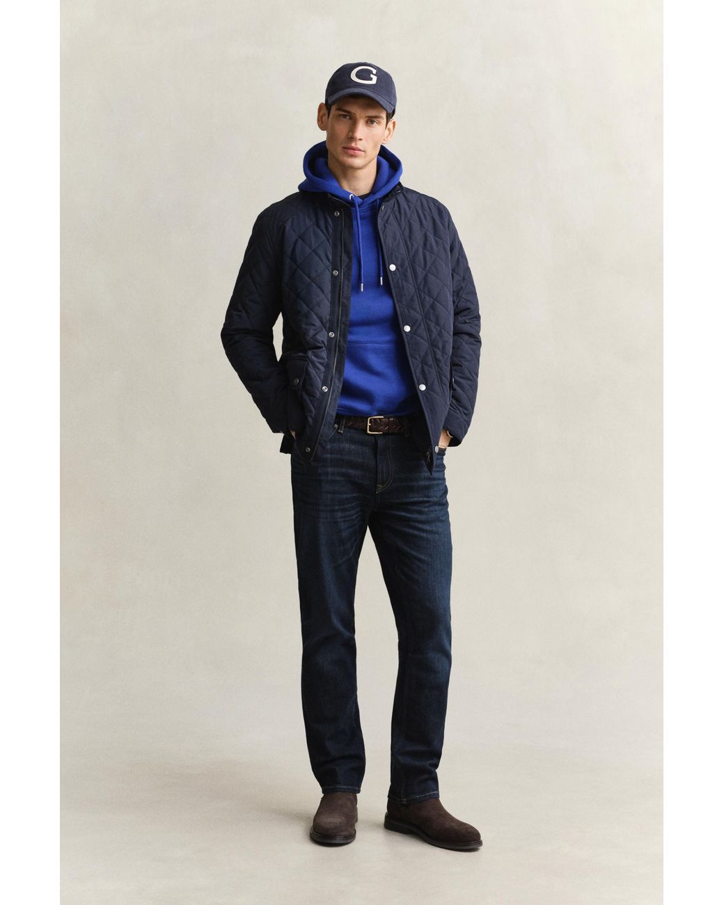 Gant Blue Quilted Mid Jacket Evening for men