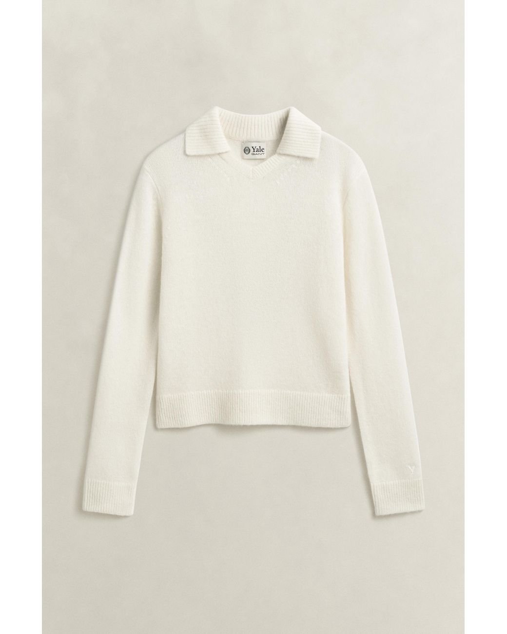 Gant Natural X Yale V-Neck Sweater Cream
