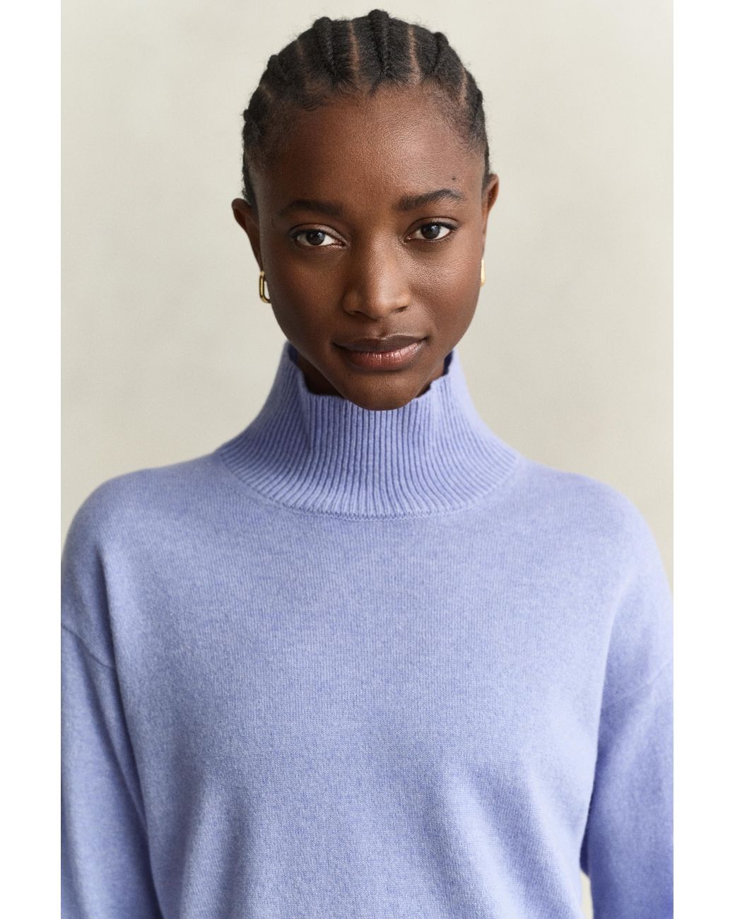 Gant Blue Superfine Lambswool Mock Neck Sweater