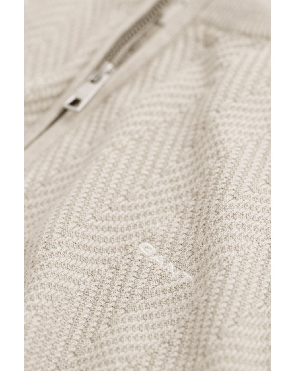 Gant Natural Herringbone Half-Zip Sweater for men