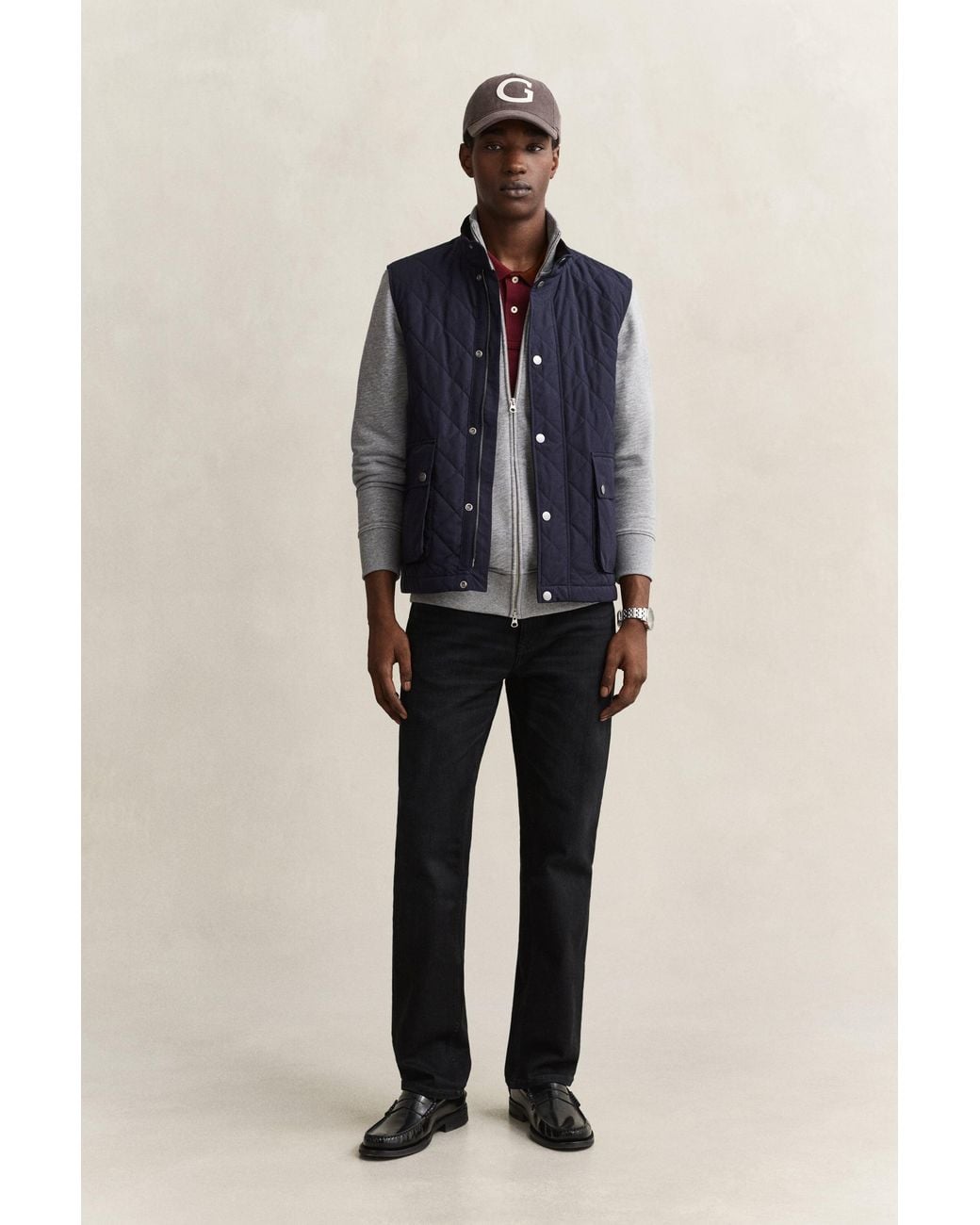 Gant Gray Shield Zip Sweatshirt Melange for men