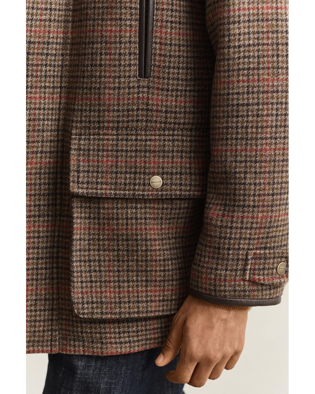 Gant Brown British Tweed Decker Jacket Dark Moss for men