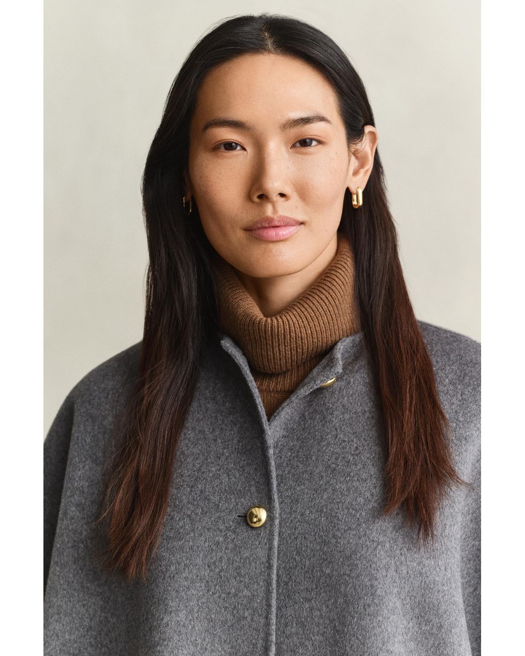 Gant Gray Handstitched Cape Coat Charcoal Melange
