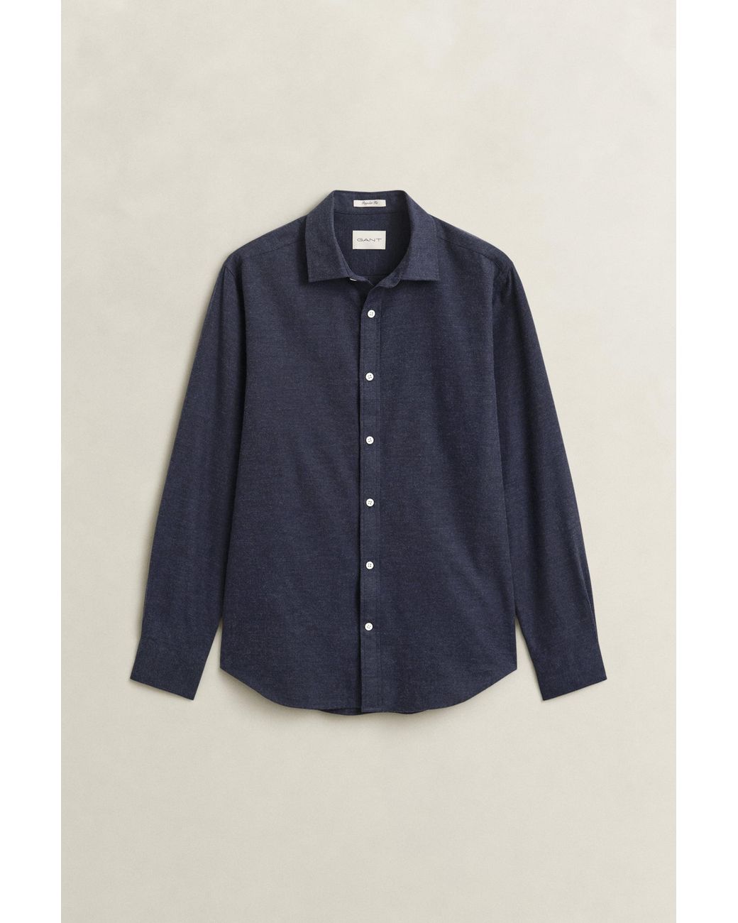 Gant Blue Flannel Mélange Shirt Dark Melange for men