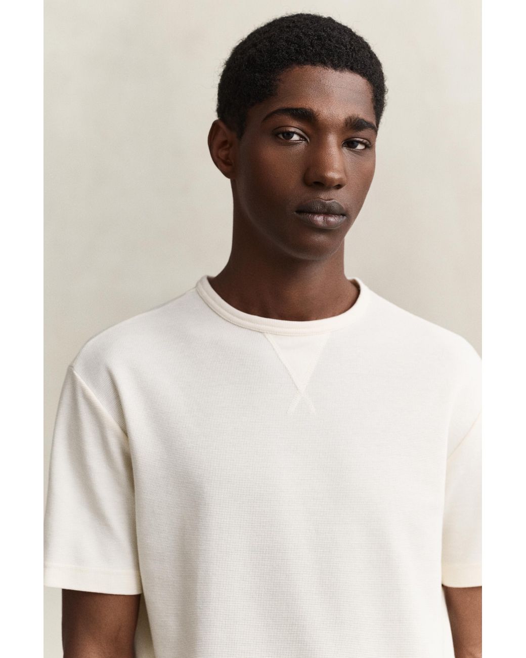 Gant Natural Textured T-Shirt Cream for men