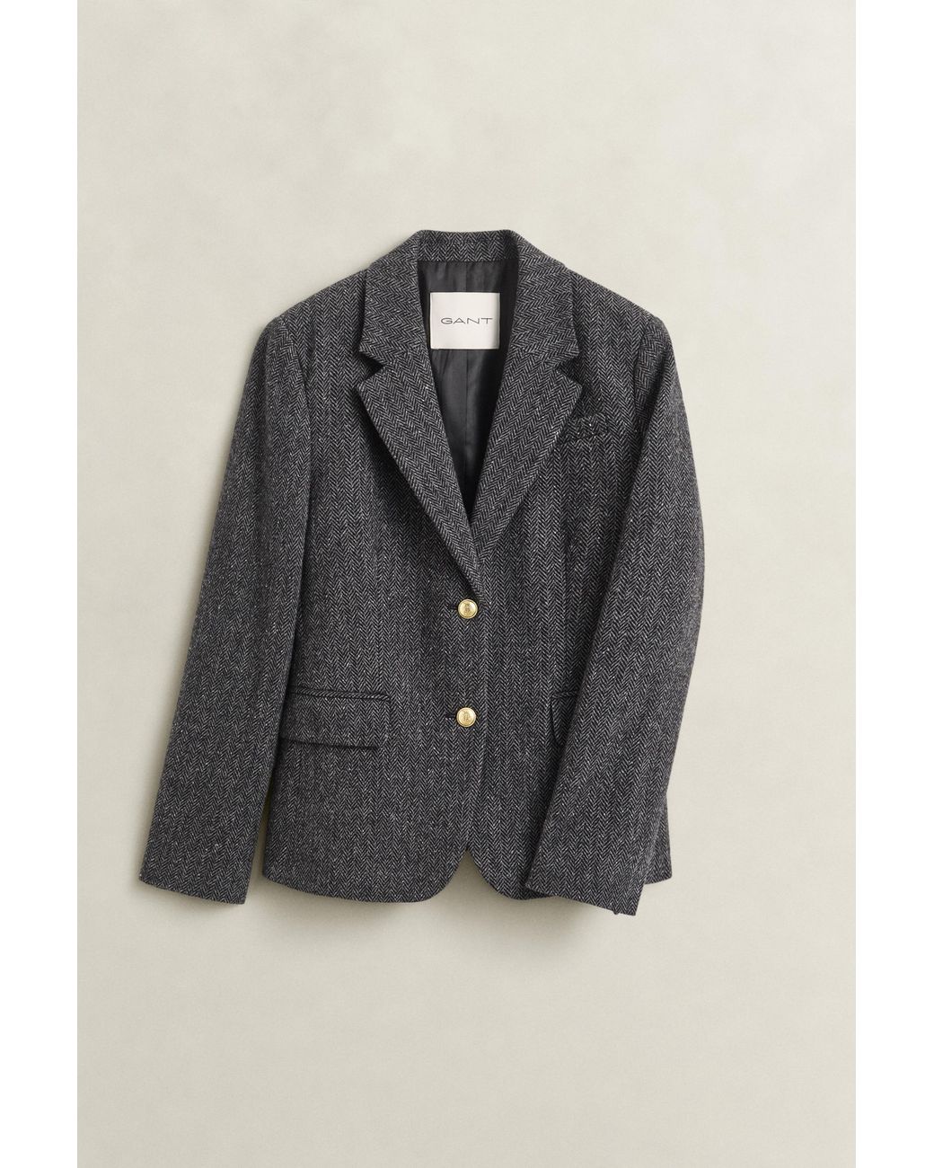 Gant Blue Herringbone Blazer Charcoal Melange