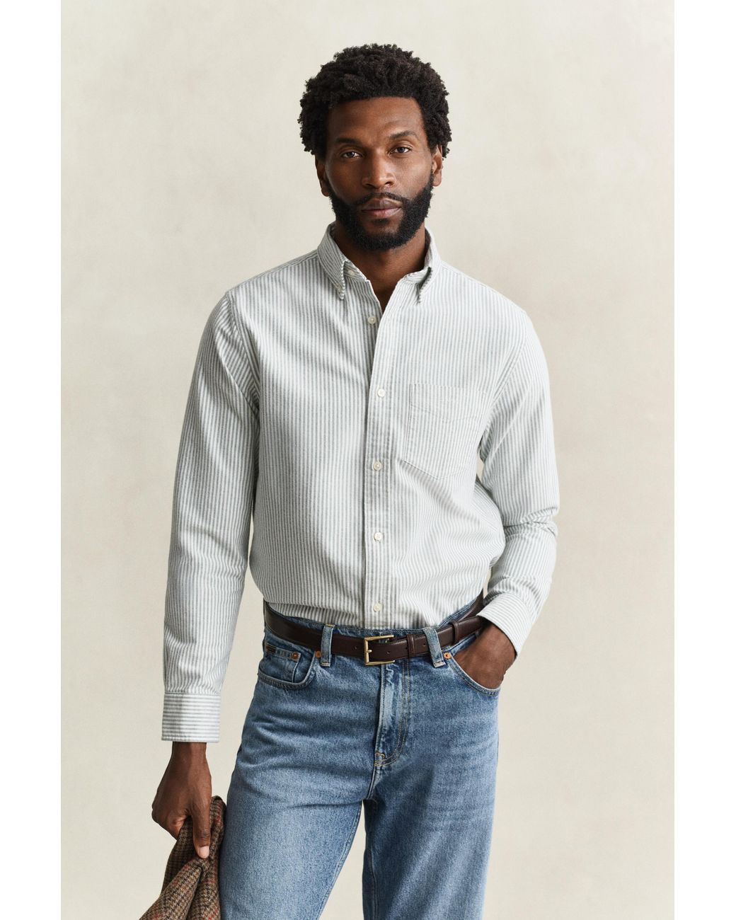 Gant Blue Striped Brushed Oxford Shirt for men
