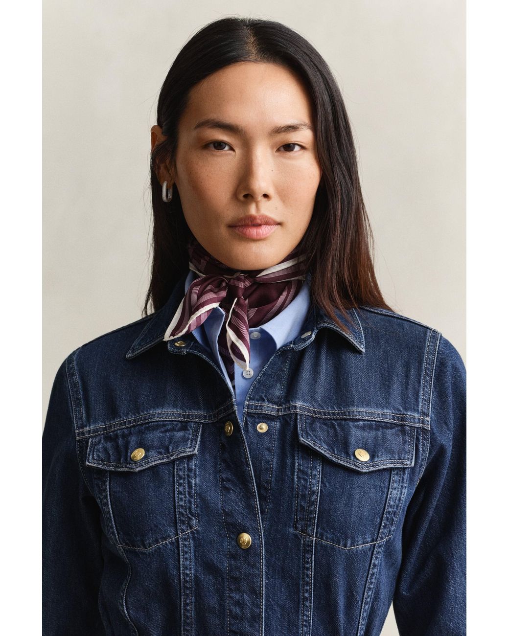 Gant Blue Monogram Print Silk Scarf