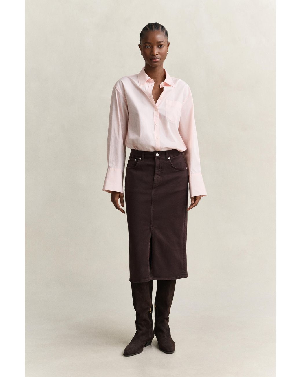 Gant Natural Twill Colored Pencil Skirt Deep