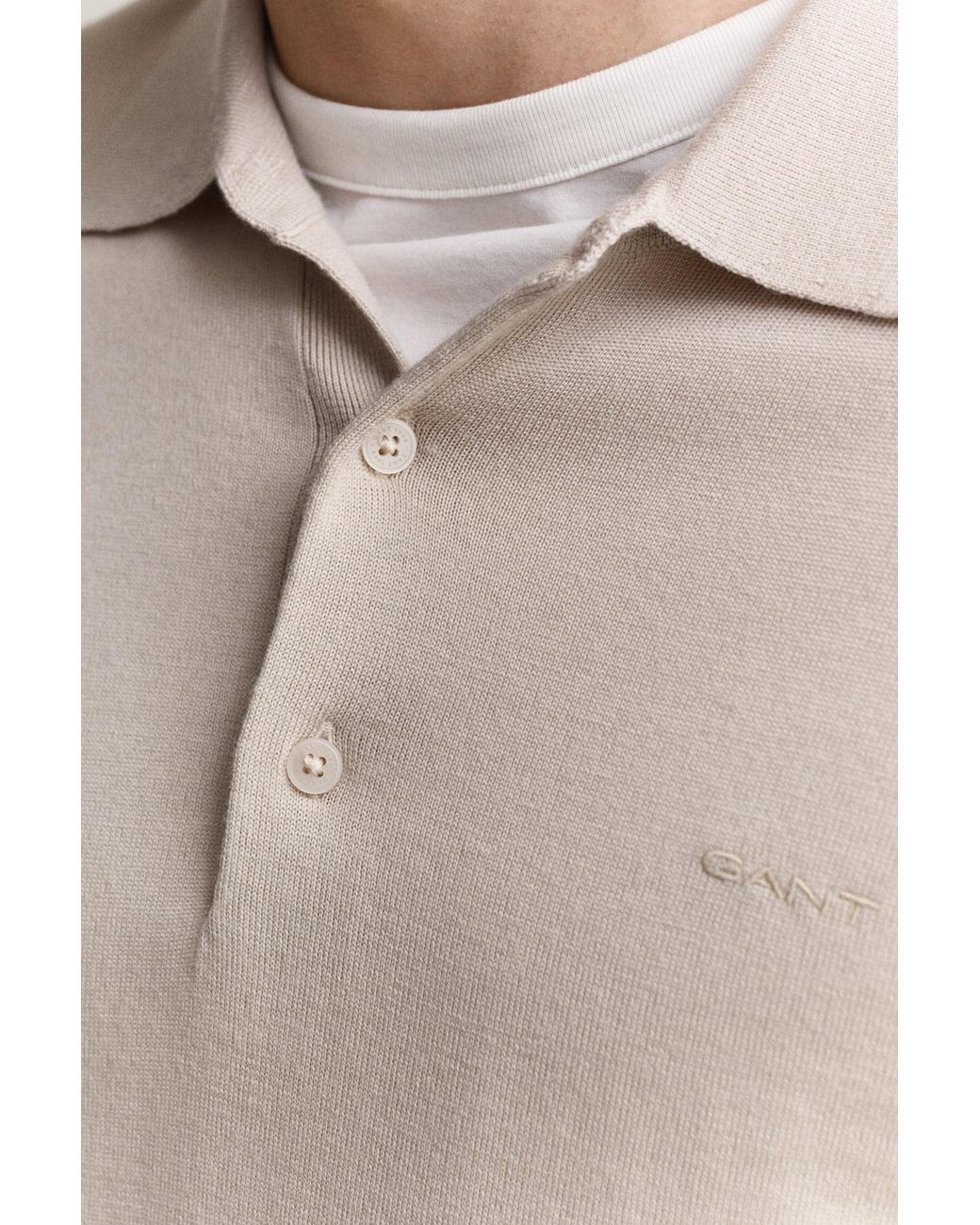 Gant Natural Extra Fine Merino Wool Polo Sweater for men