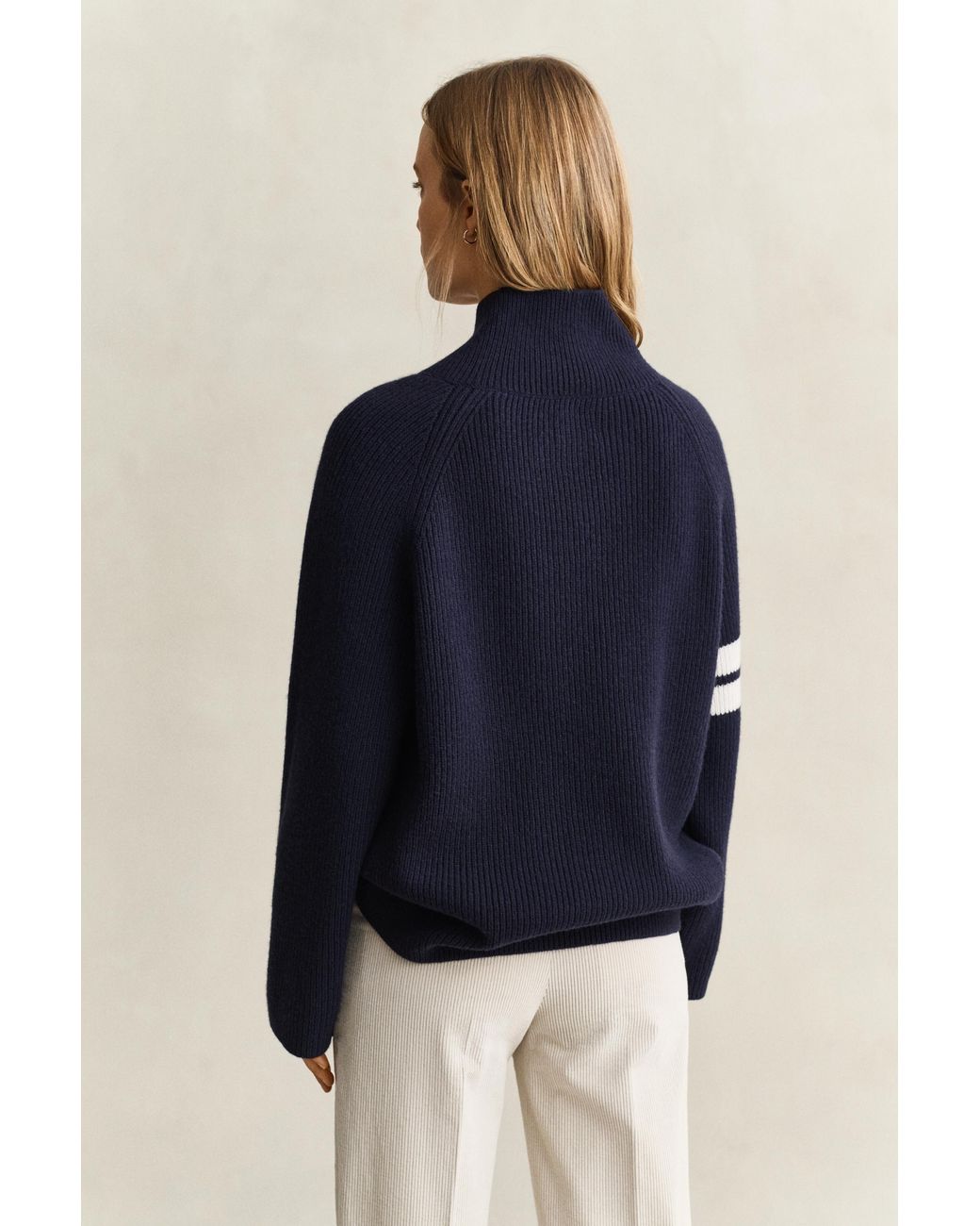 Gant Blue Ribbed Wool Sweater Evening