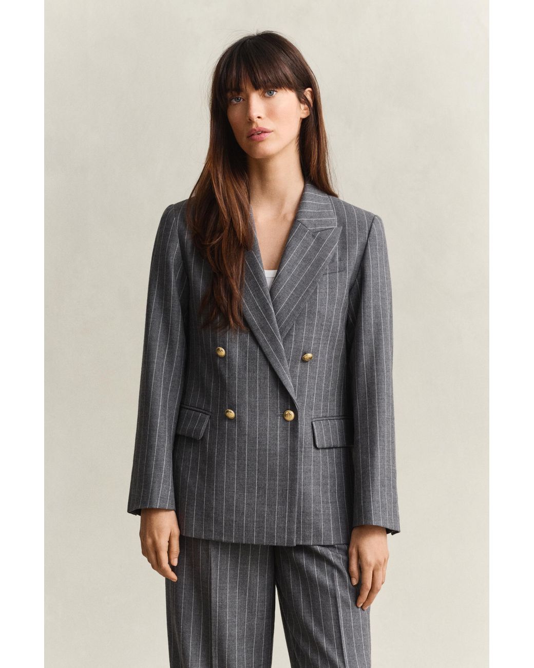 Gant Gray Pinstripe Club Blazer Charcoal Melange