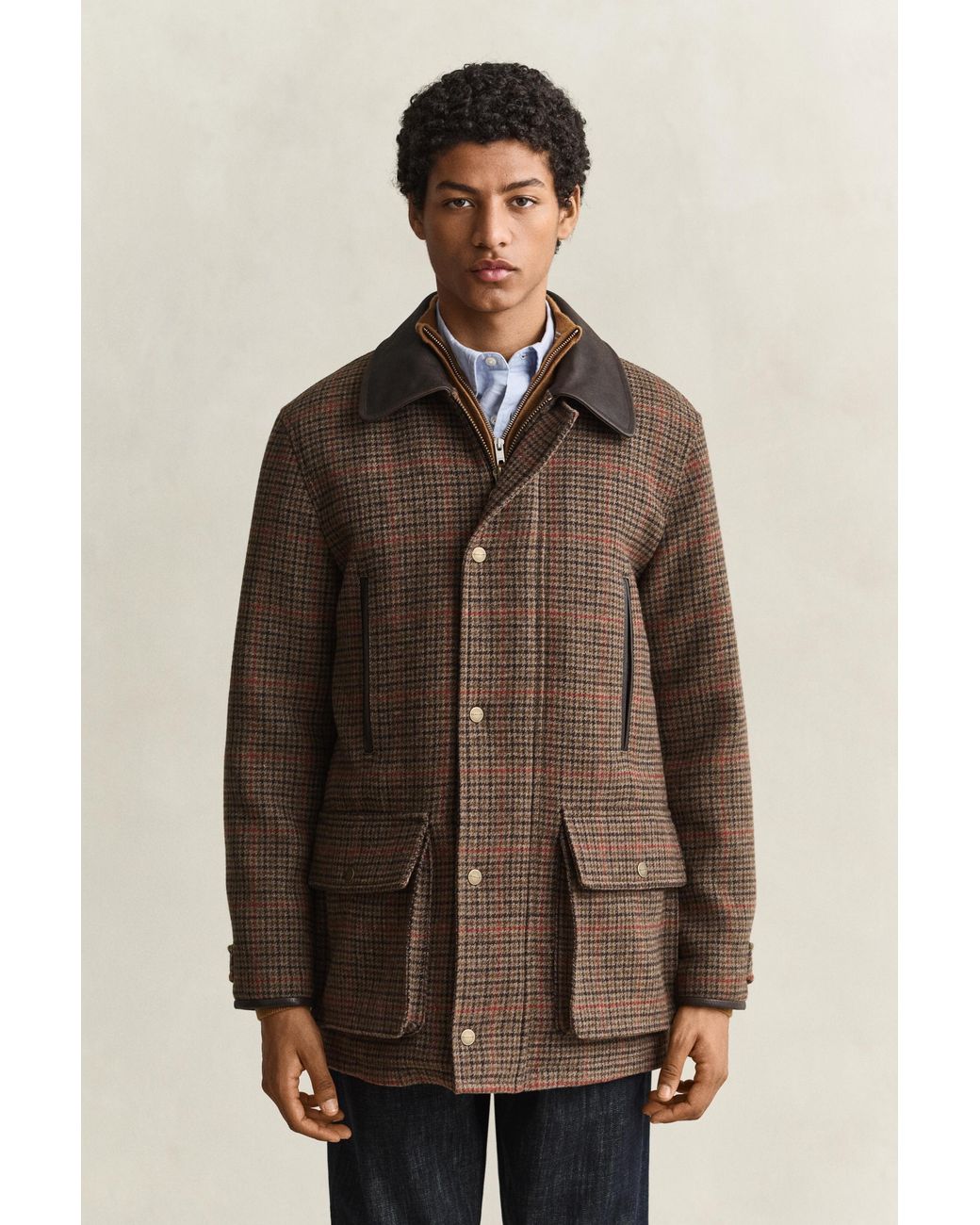 Gant Brown British Tweed Decker Jacket Dark Moss for men
