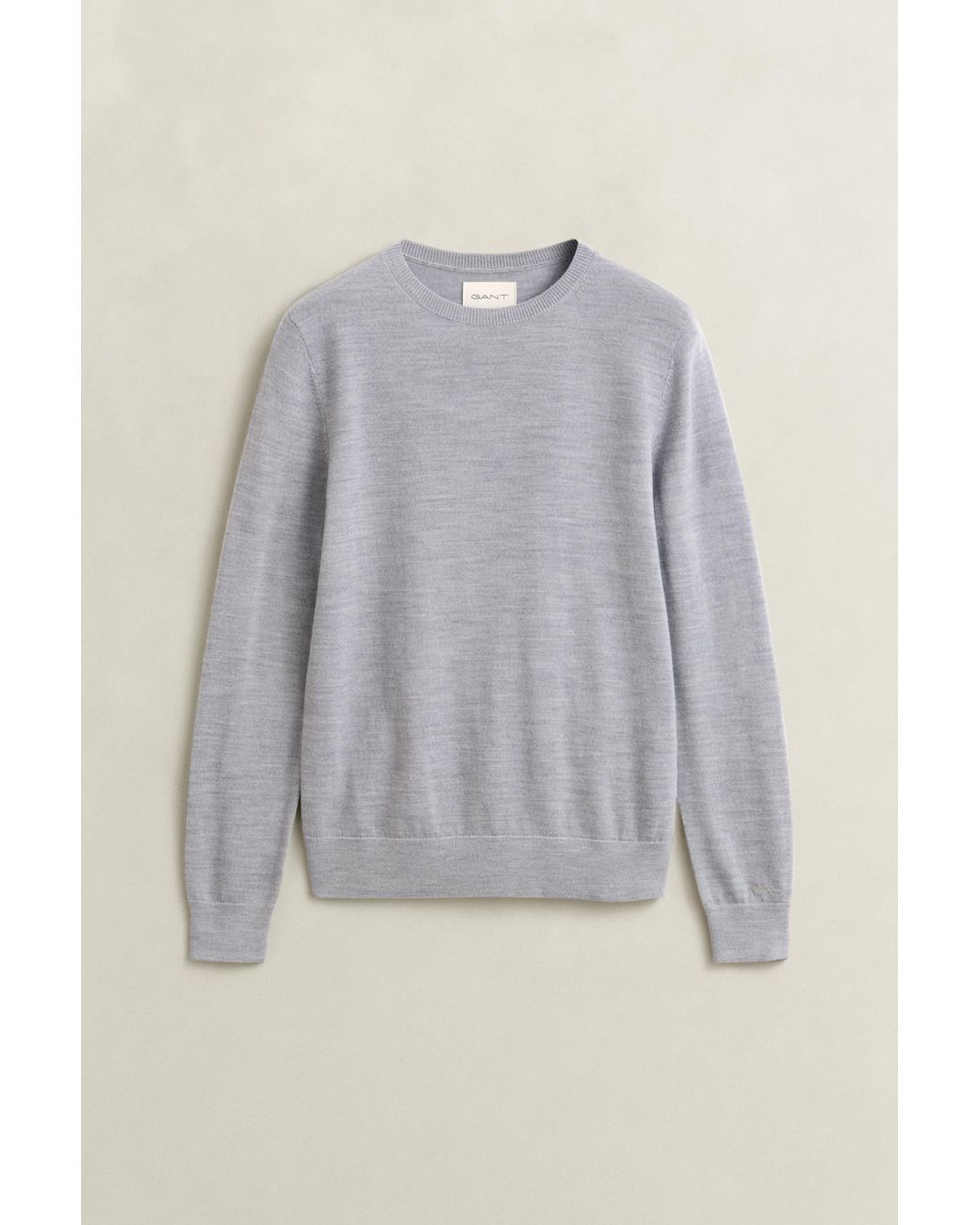 Gant Gray Extra Fine Merino Wool Crew Neck Sweater Melange