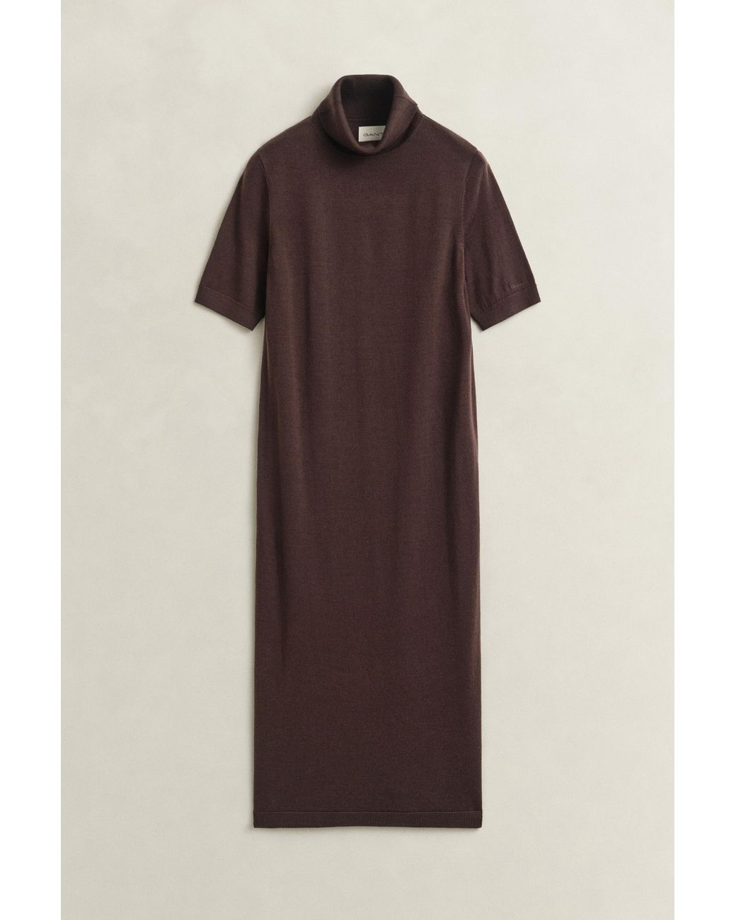Gant Brown Merino Wool Turtleneck Dress Deep
