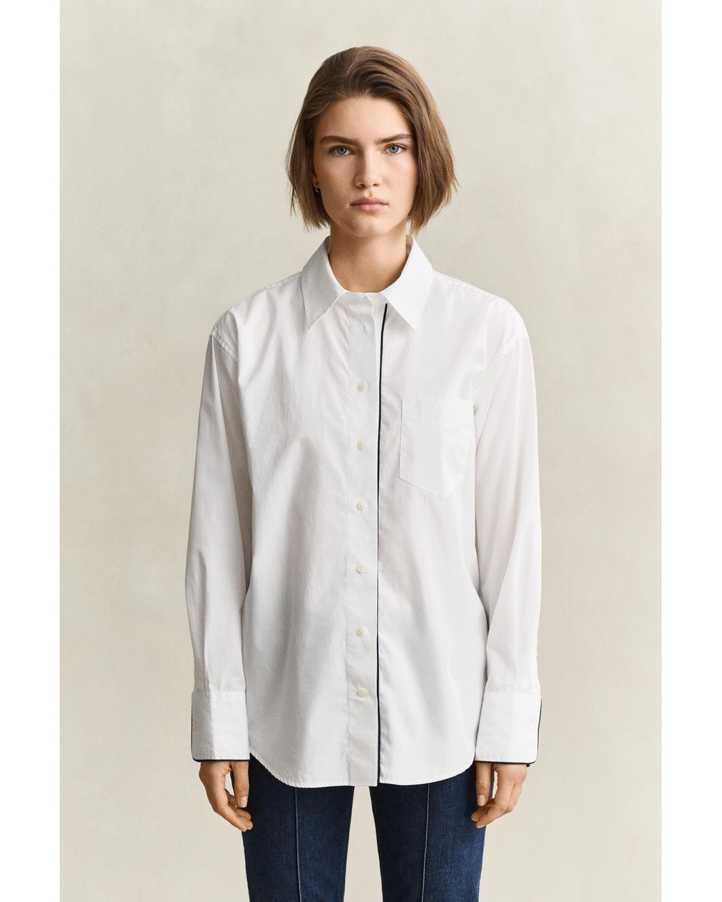 Gant White Piping Detail Shirt