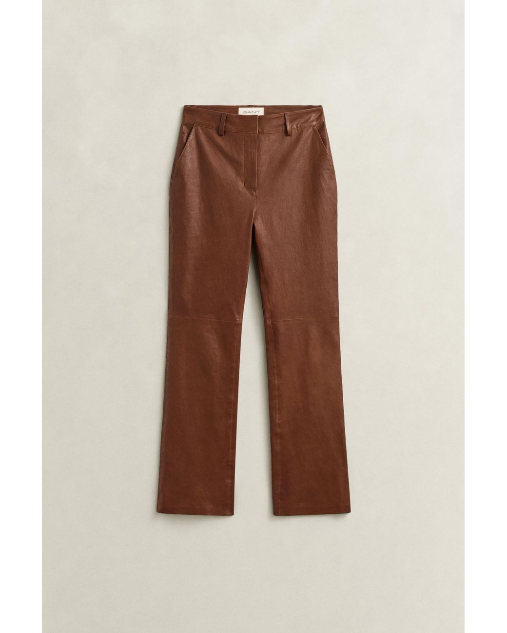 Gant Natural Flared Leather Pants Mahogany