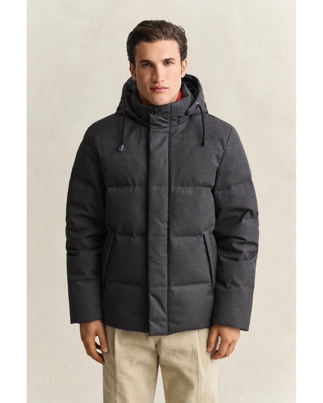 Gant Gray Flannel Down Jacket for men
