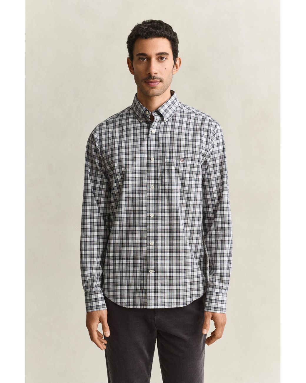 Gant Gray Checked Poplin Shirt for men