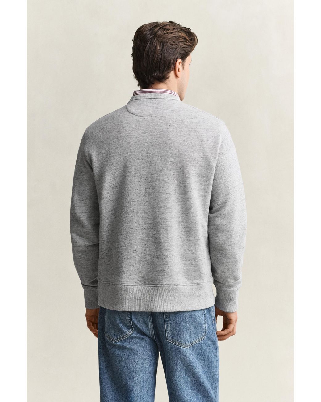 Gant Gray Heather Crew Neck Sweatshirt Melange for men