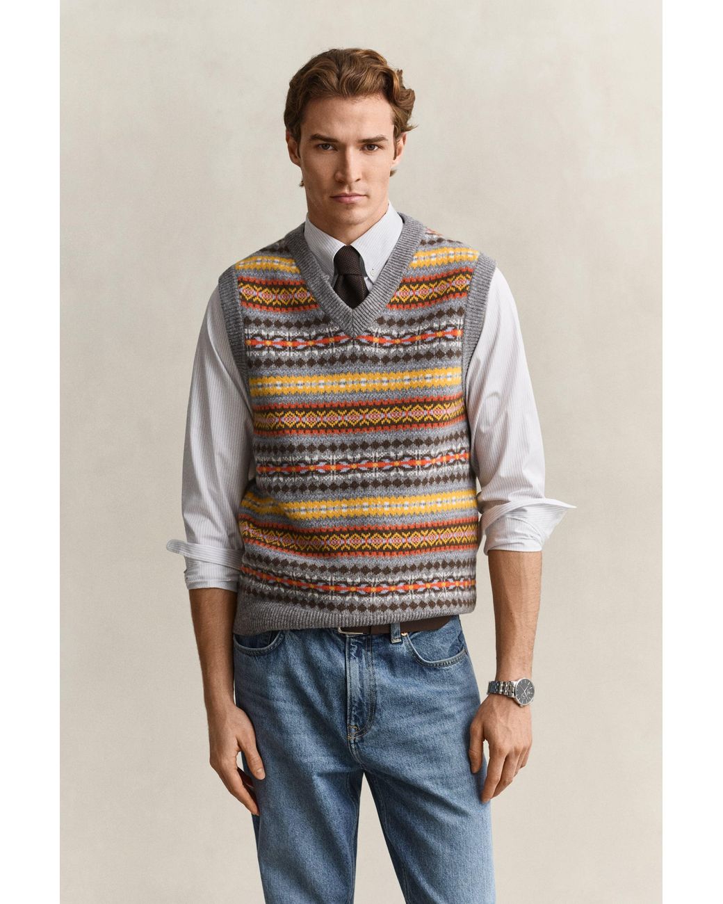 Gant Blue Fair Isle Vest for men