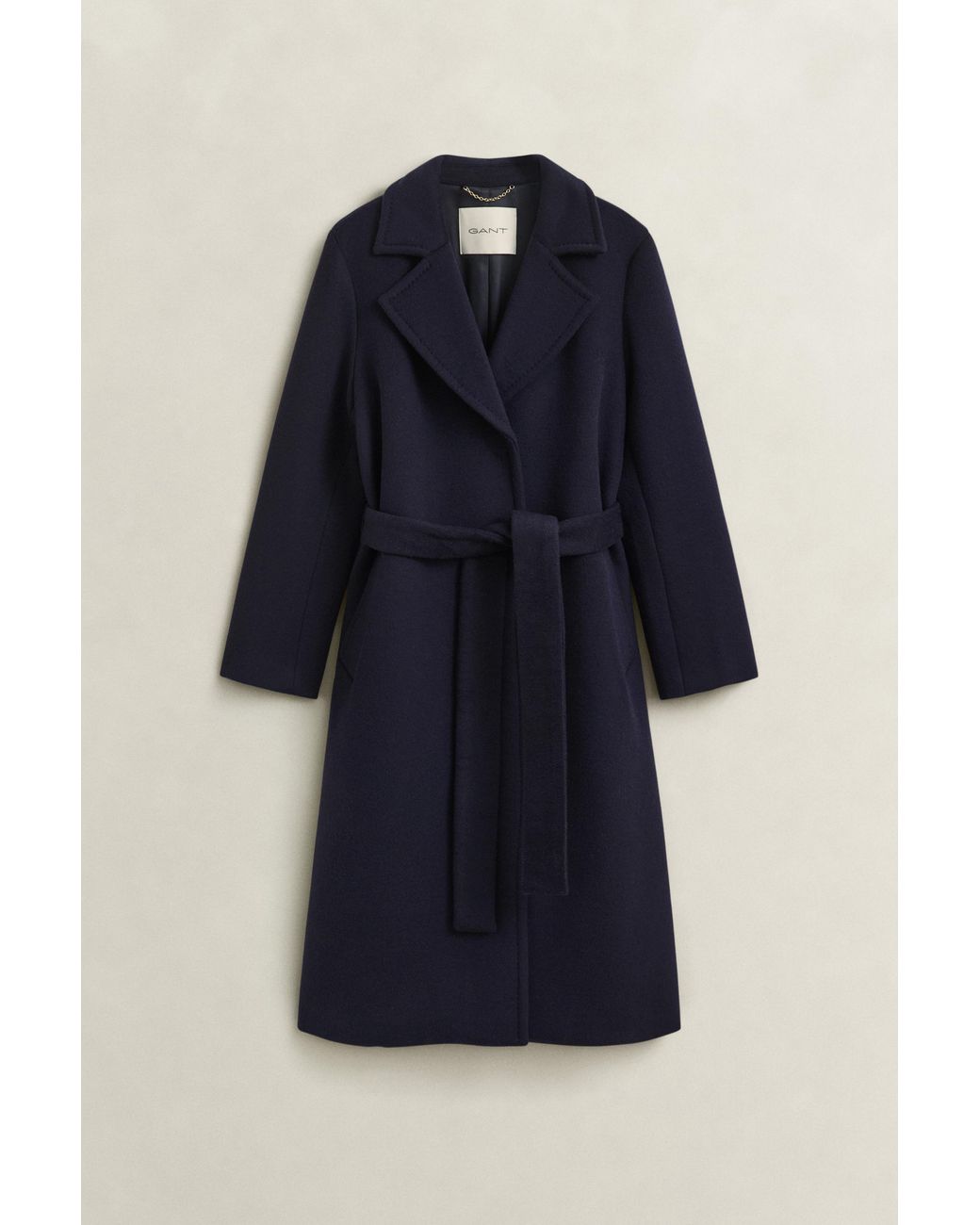 Gant Blue Belted Wool Blend Coat Evening