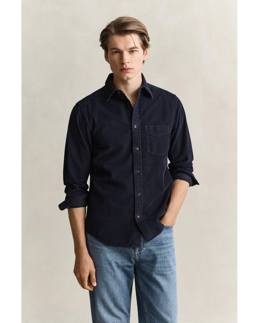 Gant Blue Corduroy Shirt Evening for men