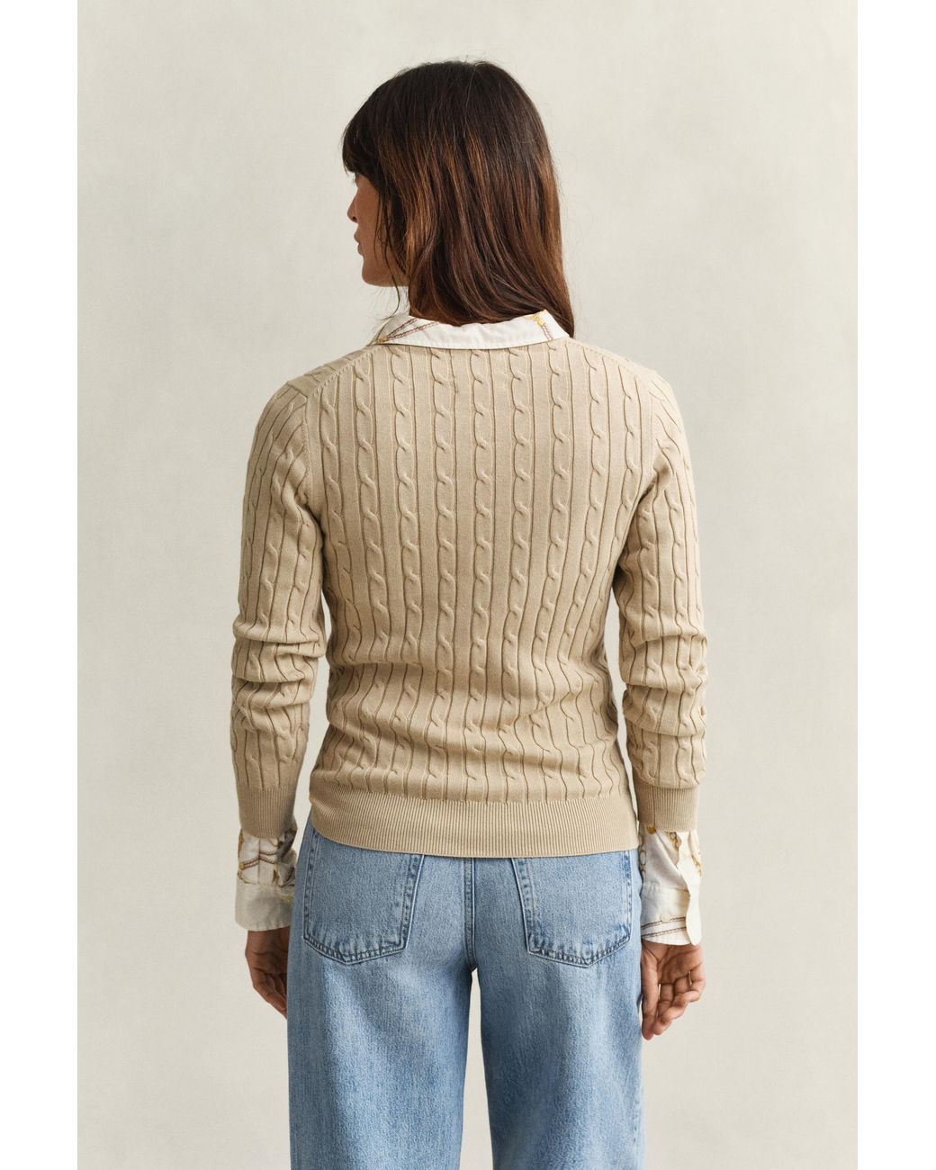 Gant Blue Cable Knit Crew Neck Sweater