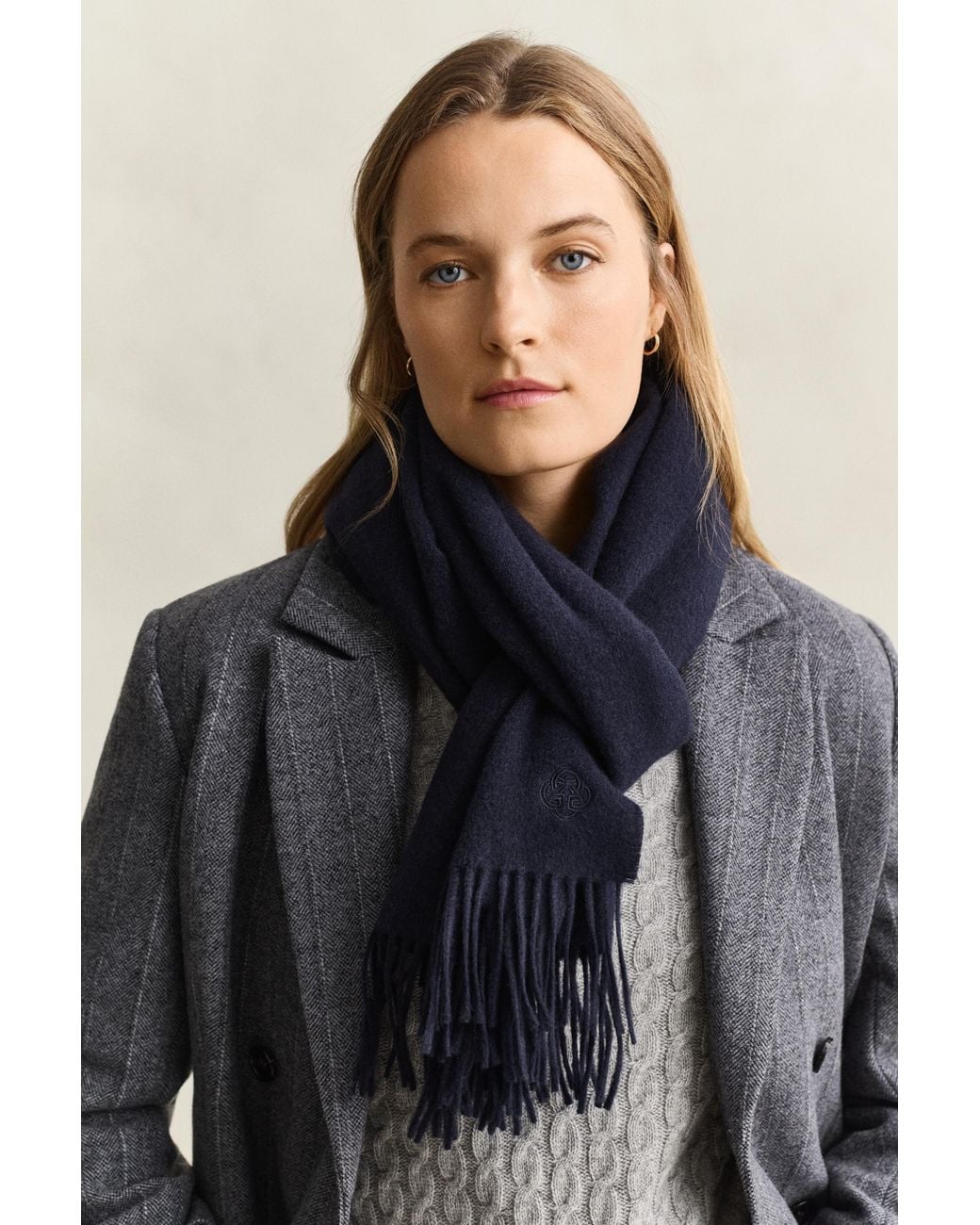Gant Blue Woven Wool Scarf Evening