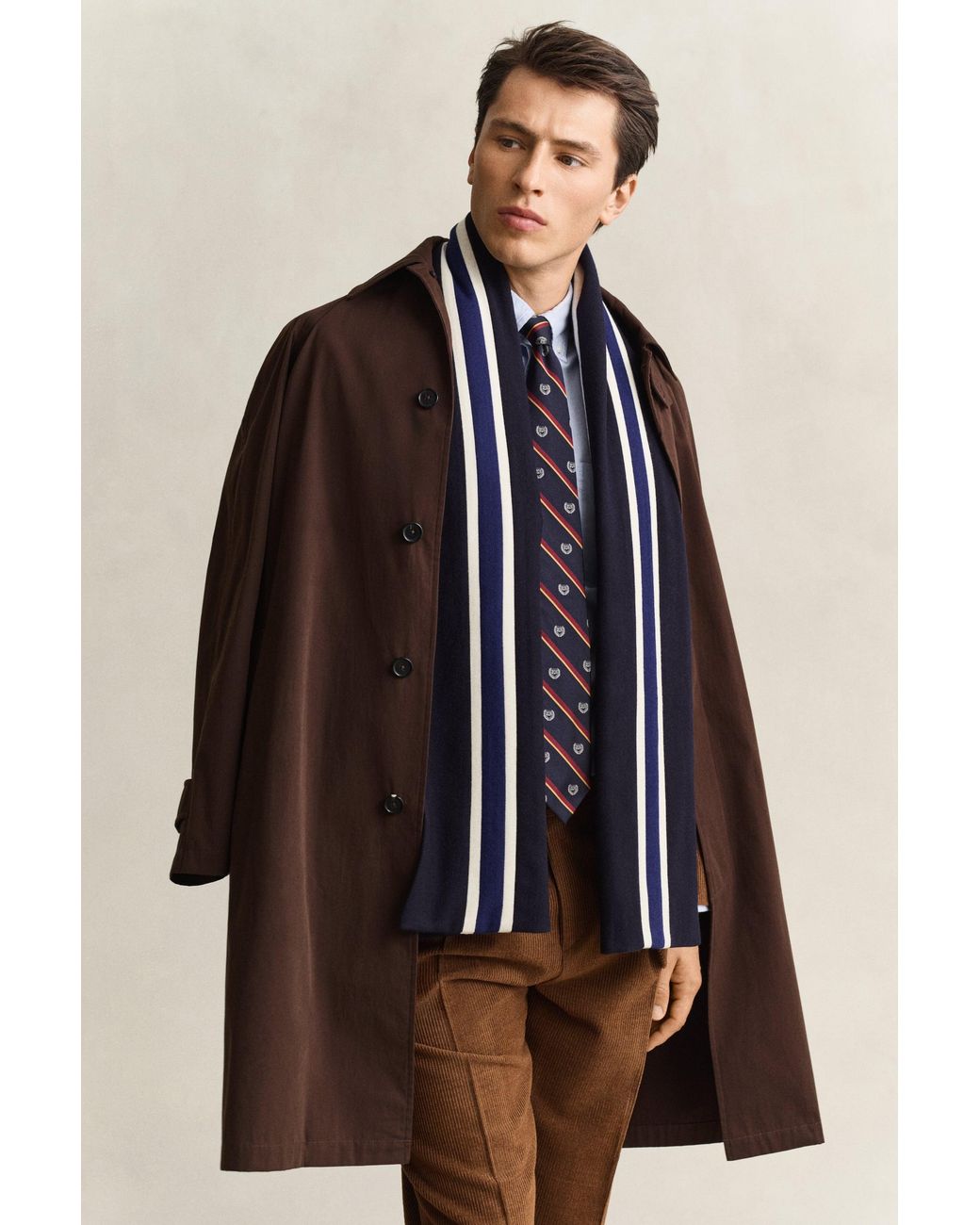 Gant Blue X Yale Striped Woven Scarf Marine for men