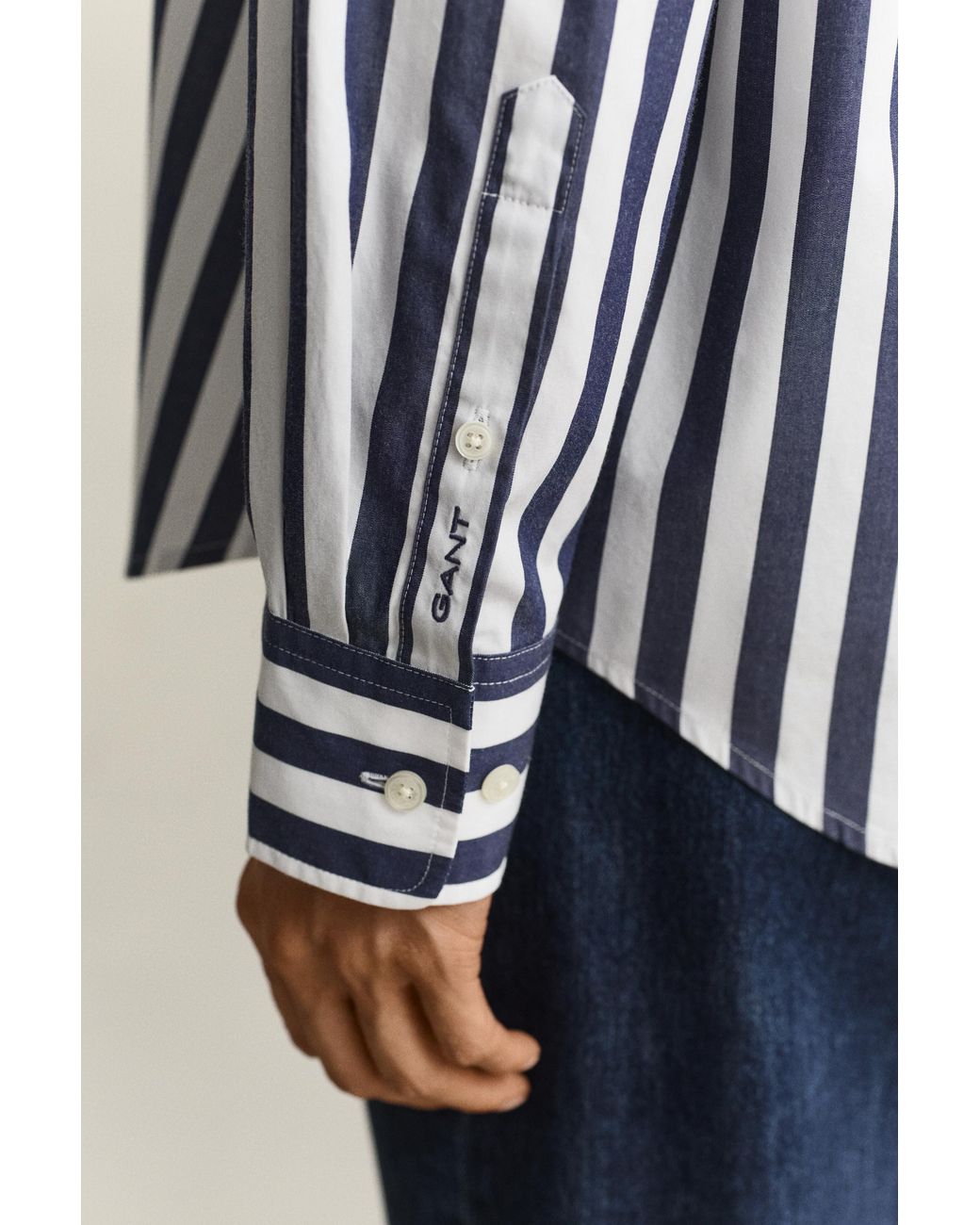 Gant Blue Relaxed Striped Poplin Shirt Classic