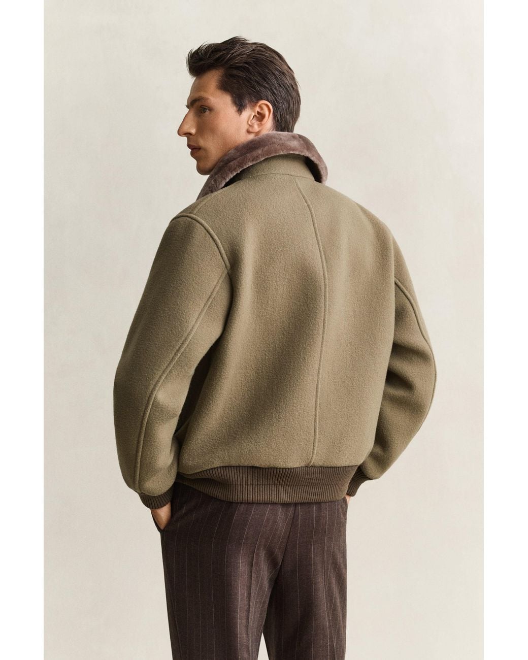 Gant Natural Wool Shearling Aviator Jacket for men
