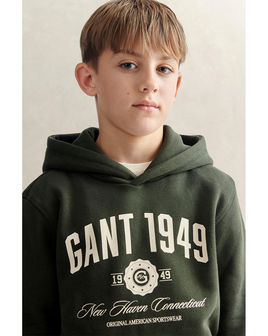 Gant Black Teens Teen Boys Collegiate Hoodie Dark Moss for men