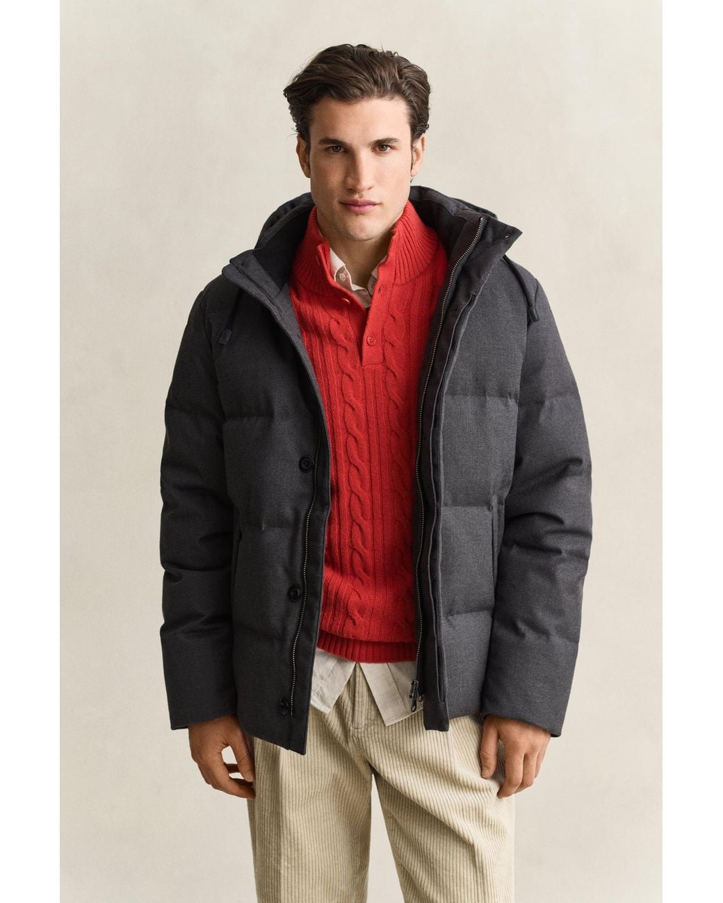 Gant Gray Flannel Down Jacket for men