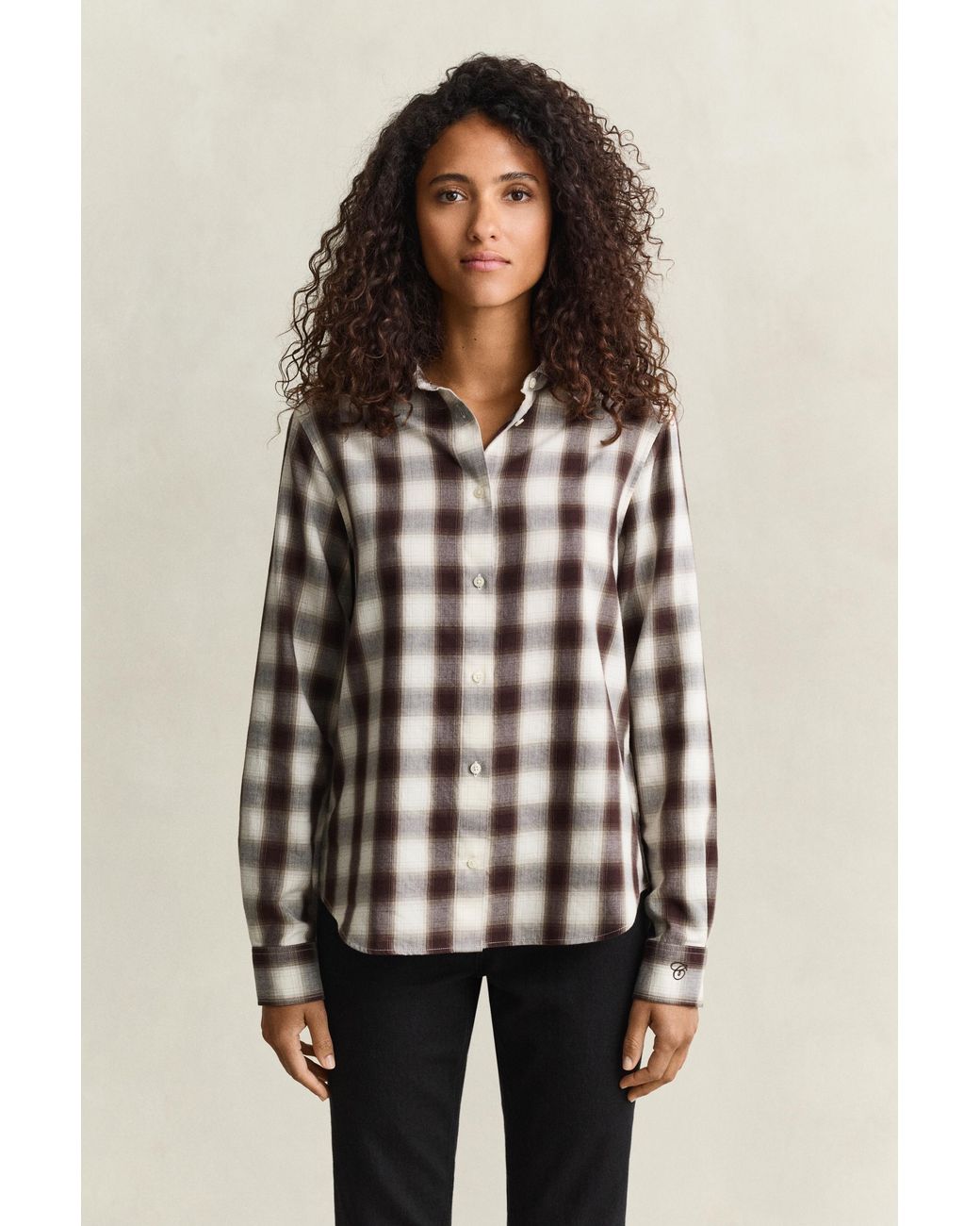 Gant Brown Regular Flannel Shirt Deep