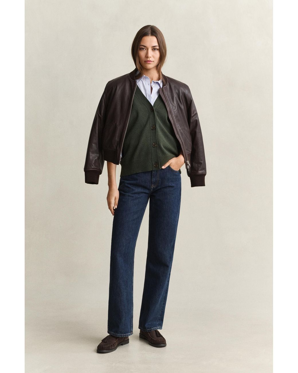 Gant Green Superfine Lambswool Cardigan