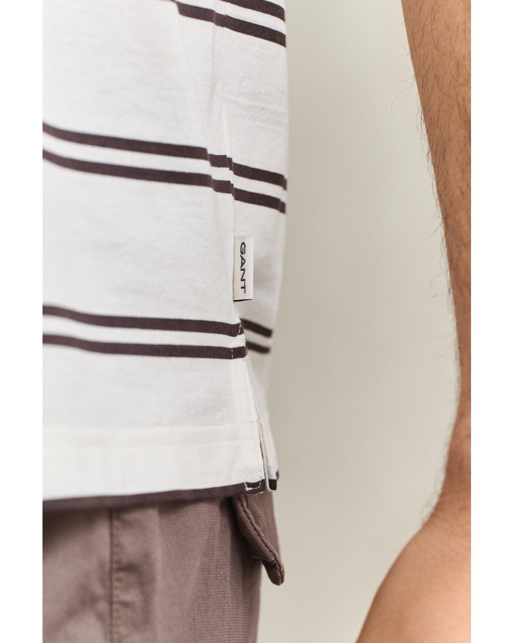 Gant Natural Striped Pima Cotton Polo Shirt Cream for men