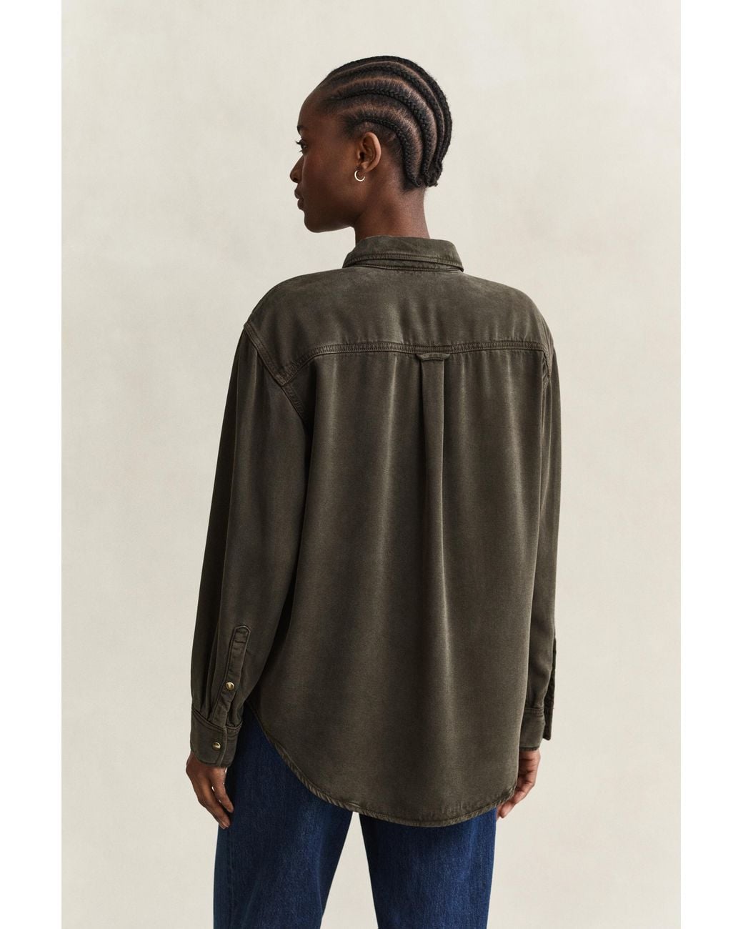 Gant Green Denim Twill Ranger Shirt Dark Moss