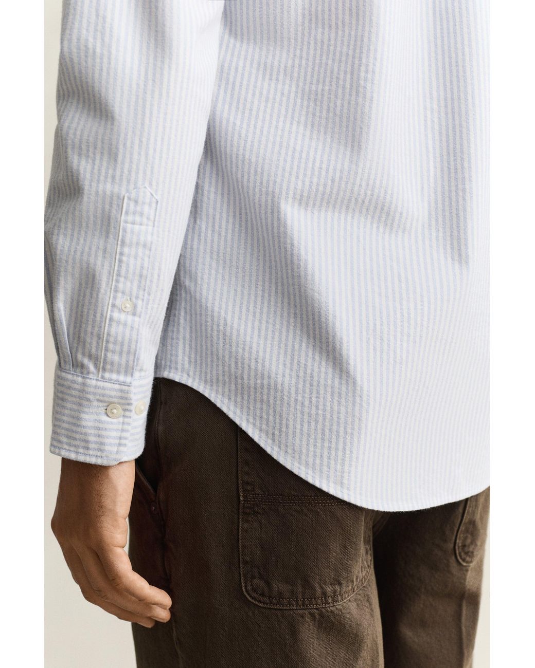 Gant White Striped Brushed Oxford Shirt Clear Sky for men