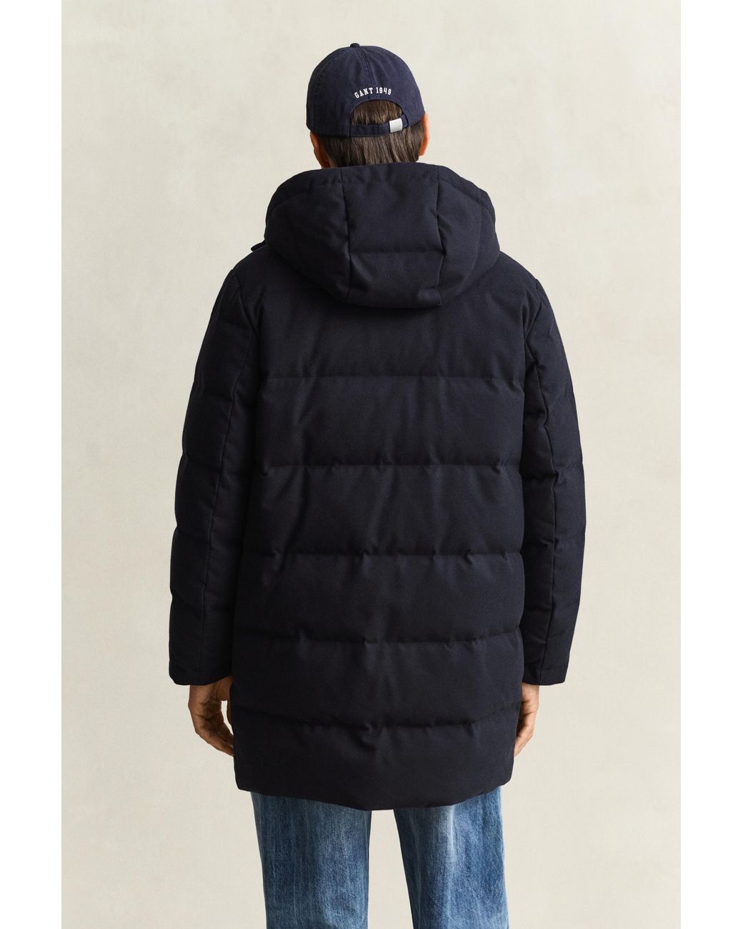Gant Blue Flannel Down Mid Jacket Evening for men