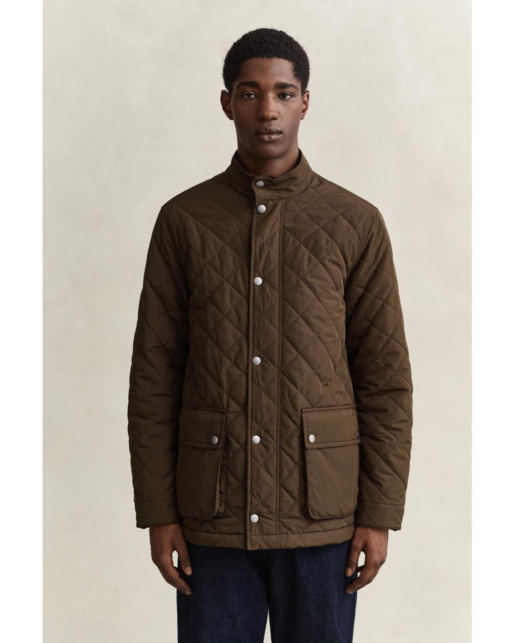Gant Brown Quilted Mid Jacket for men